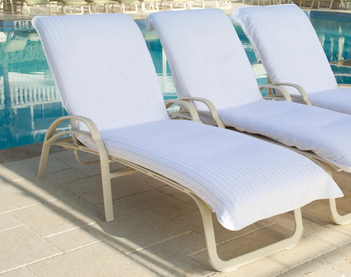 Fattowels | LCVS8530-WW | Fitted, Velour Stripe Terry Cloth Chaise Lounge Cover with Optional Embroidery