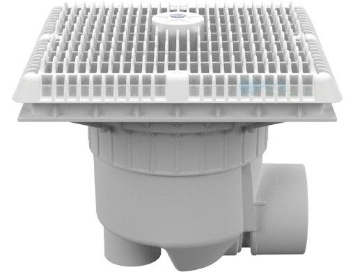 AquaStar 12" Square Wave Suction Outlet Cover with 3" Socket Sump and 4" Spigot, Light Gray