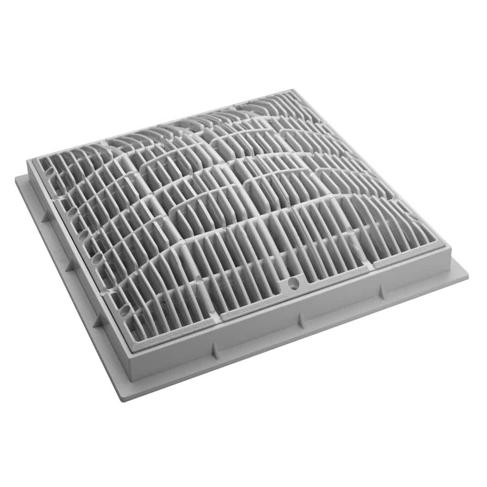 Waterway Plastics Pool Drain Grate and Frame, 12" x 12" | 640-4720 V