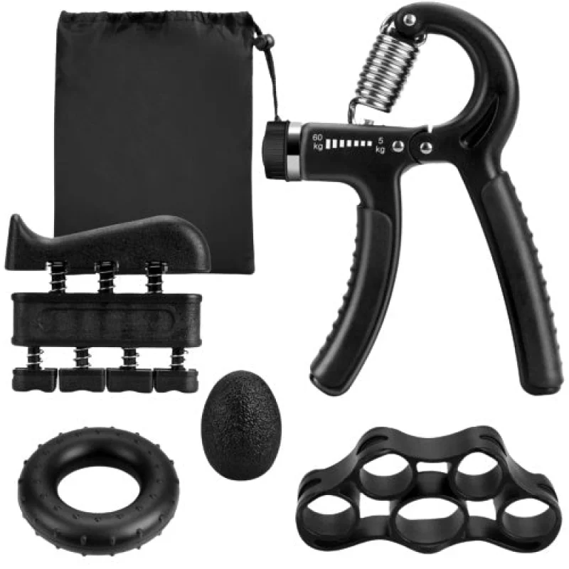 Adjustable Hand Grips for Strength Training with 5-60 Kg Resistance | Ergonomic Finger Exerciser for Athletes and Rehabilitation Black