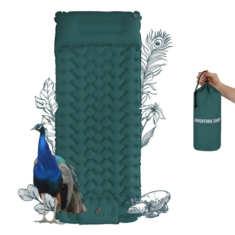 Adventure Ready | Ultralight Sleeping Mat with Integrated Pump | Compact Design for Effortless Setup Petrol