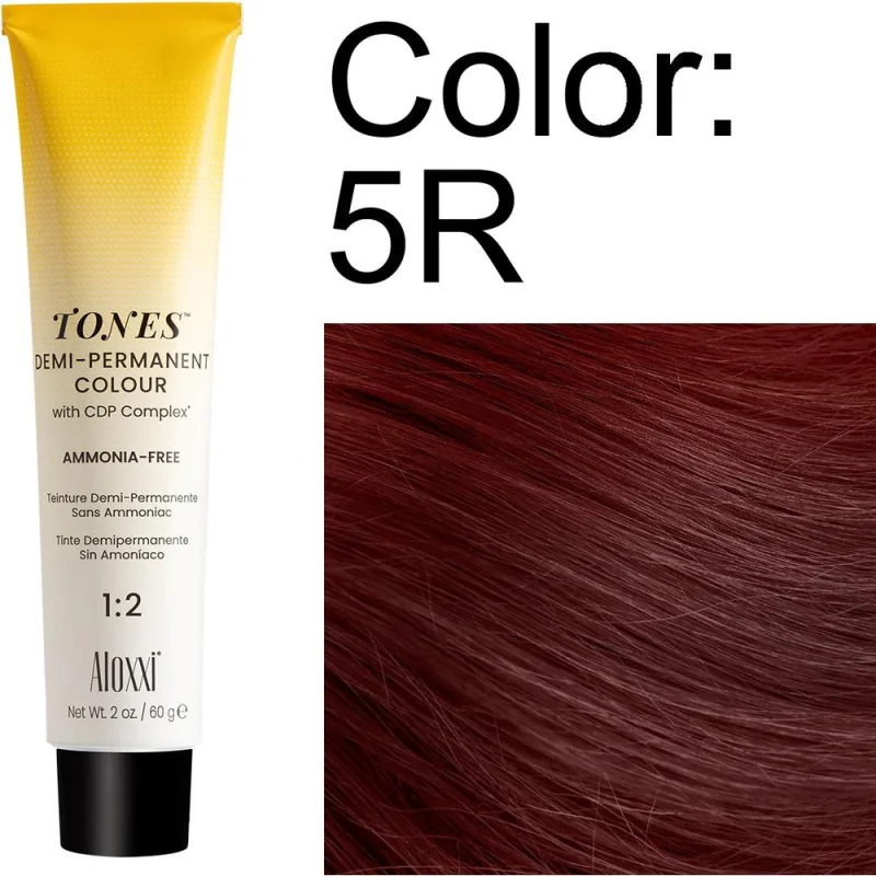 Aloxxi Tones 5R Demi-Permanent Colour / 2 oz.