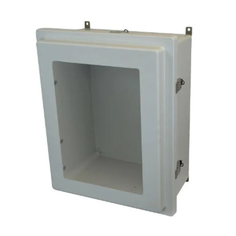 AM2068RLW 20x16x8 NEMA 4X Fiberglass Enclosure w/ Raised Quick-Release Latch Hinged Cover Window