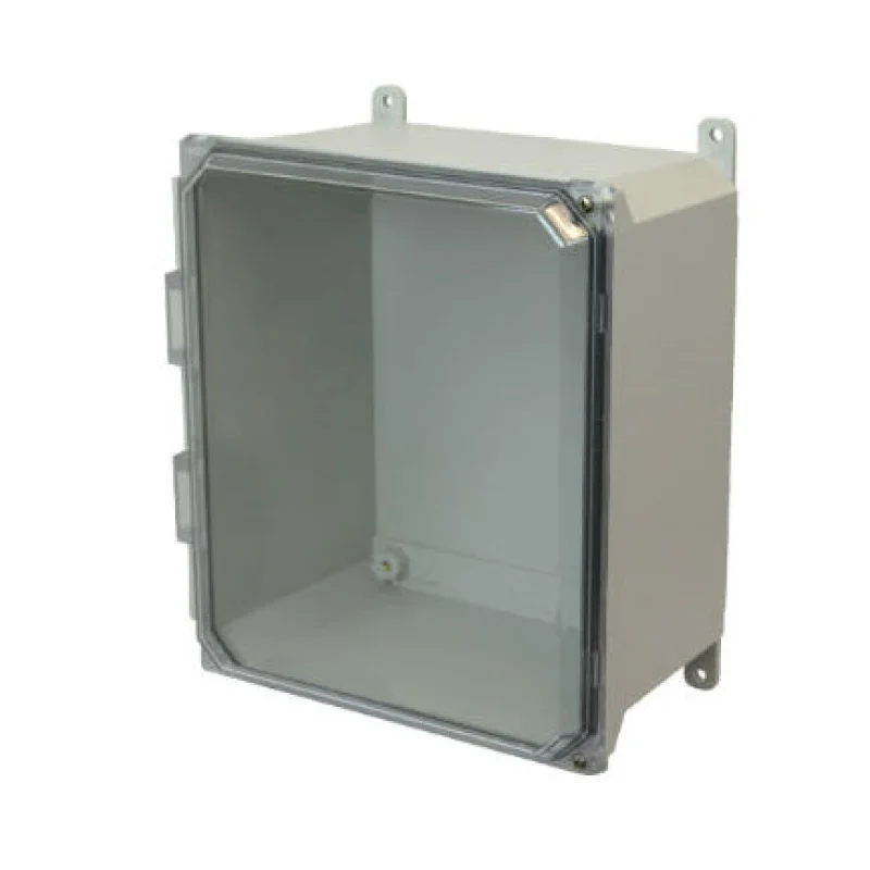 AMU1426CCH 14x12x6 NEMA 4X Fiberglass Enclosure w/ Clear Hinged Screw Cover Foot Mount