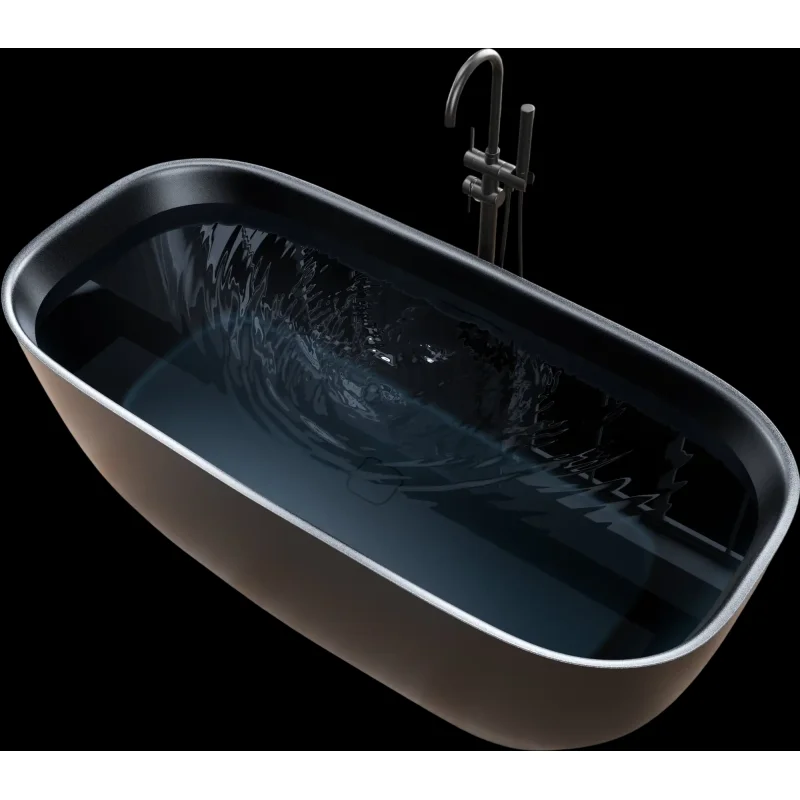 Anzzi Deep Soaking Bathtub 67 x 32 in. Rectangle Freestanding Stone Resin New Black