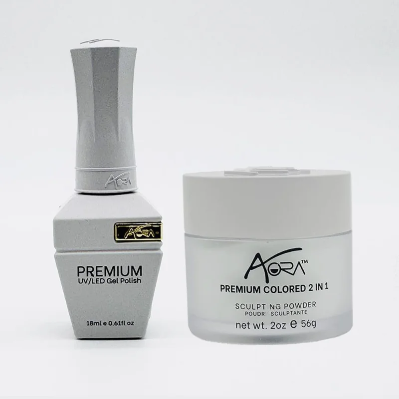Aora 2-in-1 Set: Gel Polish 0.6 oz. + Dip/Acrylic Powder 2 oz. -#08 - Ghost