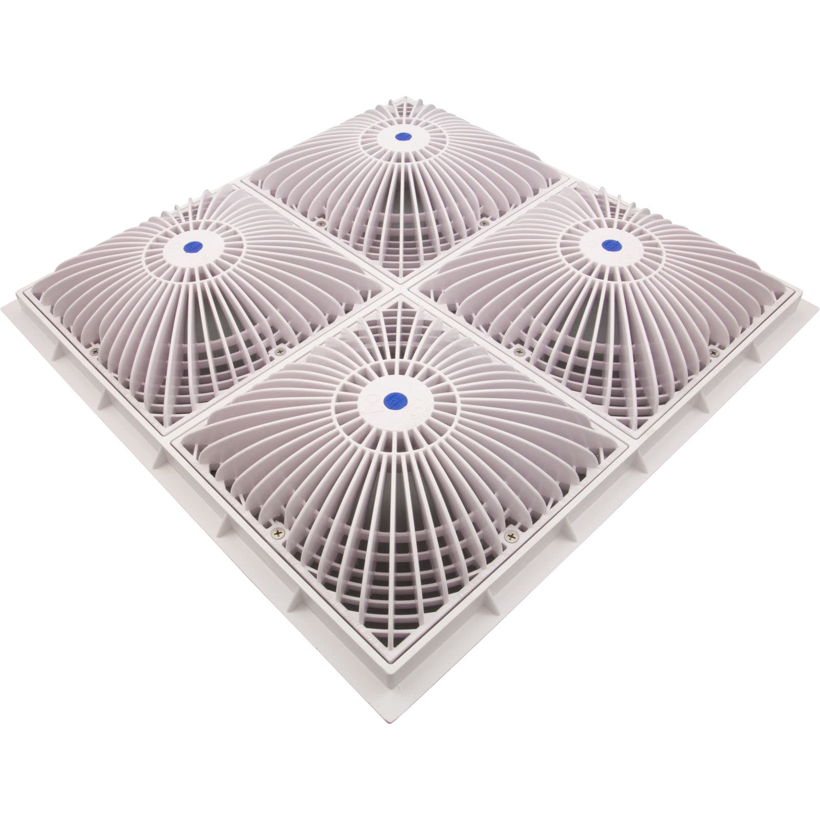 AquaStar 18" Square Mud Frame with Four 9" Square MoFlow Suction Outlet Covers, White