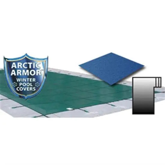 Arctic Armor 20' x 40' Ultra Light Solid Safety Cover w- 4' x 8' Right Step Section - Blue