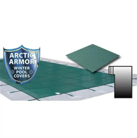 Arctic Armor 20' x 40' Ultra Light Solid Safety Cover w- 4' x 8' Right Step Section - Green
