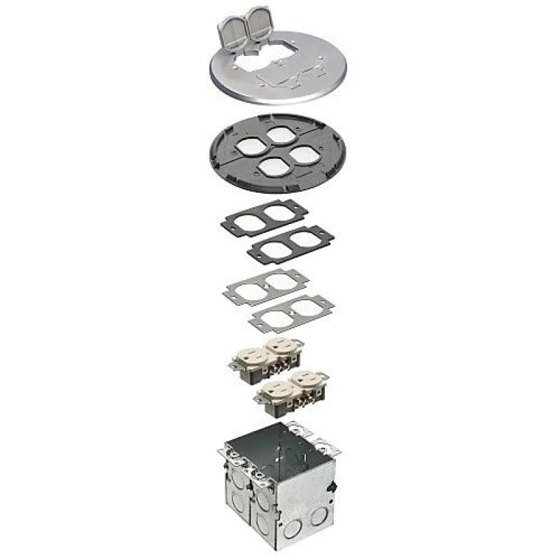 Arlington Industries FLB6240NL Round Nickel Floor Box 2 Gang