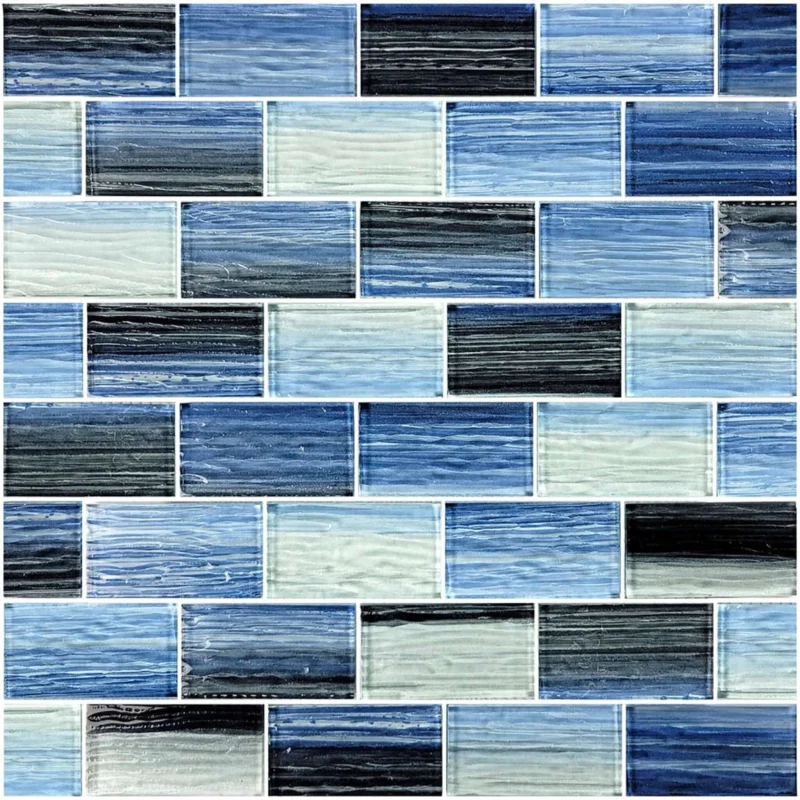 Artistry in Mosaics 1.5" x 3" Glass Tiles Mirage Series | Blue Black Blend | 1 sq ft. | GM8153K1