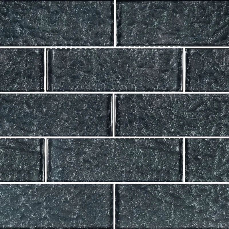 Artistry in Mosaics 2" x 6" Glass Tiles Moonscape Series | Black | 1 sq ft. | MS826K1