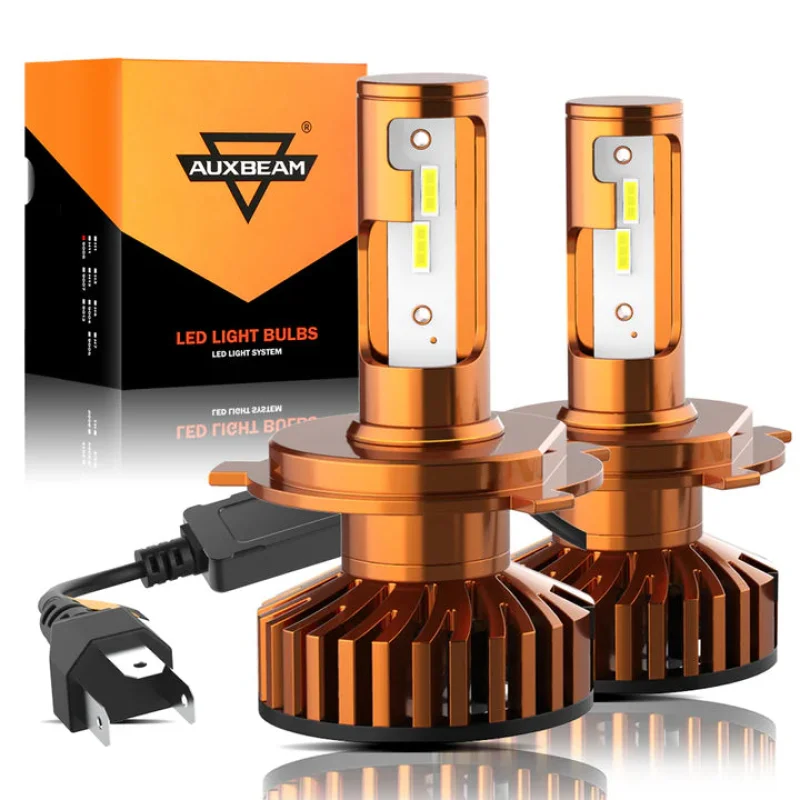 Auxbeam H4/9003 LED Headlight Bulbs 52W 10000LM F2 Series Mini Size 6500K Cool White (2 Bulbs)