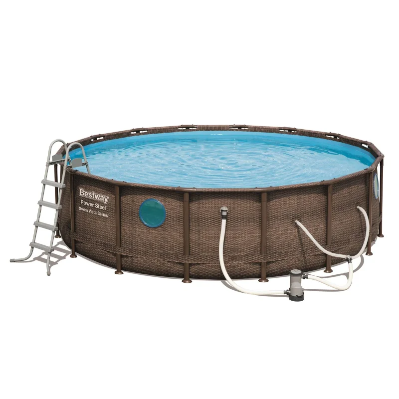Bestway 16ft x 48in Power Vista Above Ground Pool Set w/ Pump & Aqua Vacuum