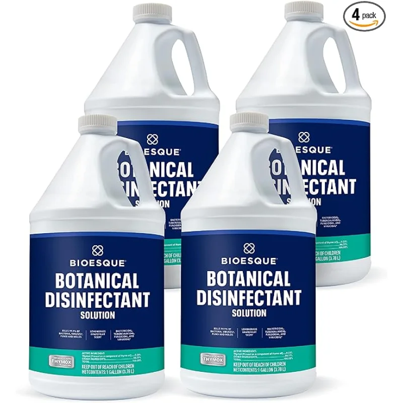 Bioesque Botanical Disinfectant Solution, Heavy Duty Broad-Spectrum Disinfectant, Kills 99.9% of Bacteria, Viruses*, Fungi, & Molds, 1 Gallon (Pack of 4)