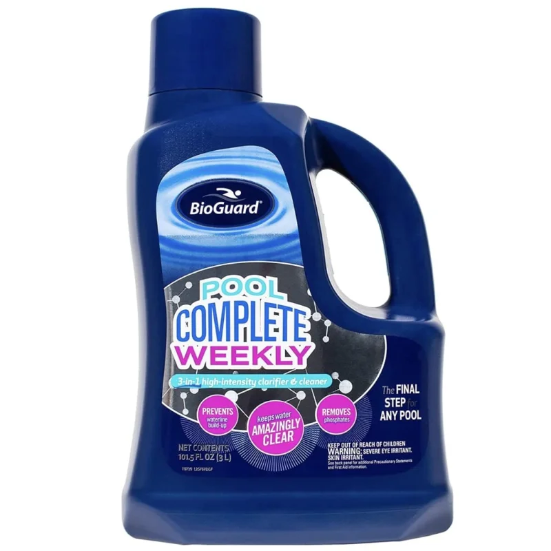 BioGuard Pool Complete Weekly 3L, 3-in-1 High-Intensity Clarifier & Cleaner, Prevents Waterline Buildup, Removes Phosphates, Keeps Water Clear