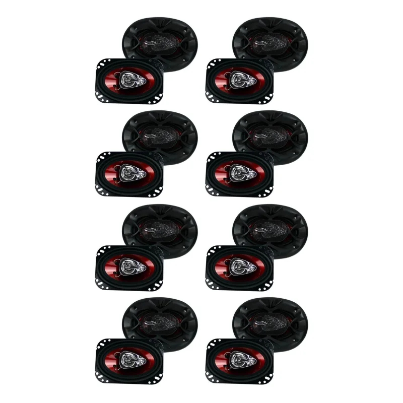 BOSS 4"x 6" 250W 3-Way Car Audio Coaxial Speakers Red 4 Ohm (16 pack)