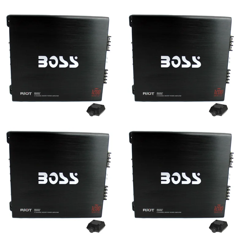 BOSS Audio R6002 1200W 2-Channel MOSFET Car Audio Amplifier Amp+Remote (4 Pack)
