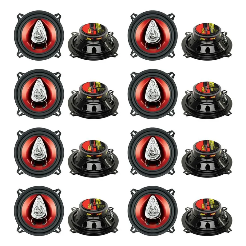Boss CH5530 5.25" 3-Way 225W Car Audio Coaxial Speakers Stereo, Red (16 Pack)