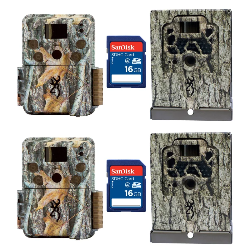 Browning Trail Cameras Strike Force Pro Game Camera, 2 Pack + Boxes & SD Cards
