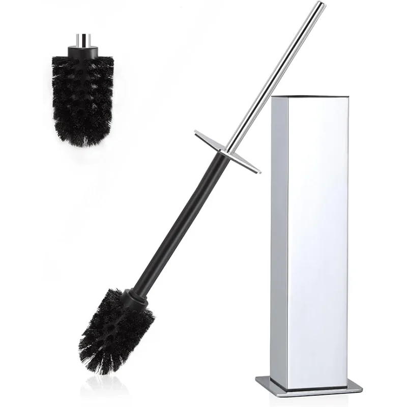 BVL Toilet Brush and Holder Set Chrome Stainless Steel 304 Square Freestanding Toilet Brush for Bathroom