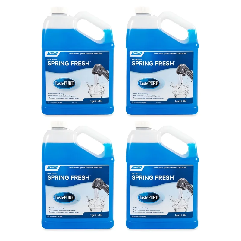 Camco TastePURE Spring Fresh 128 oz RV Water System Cleaner & Deodorizer, 4 Pack