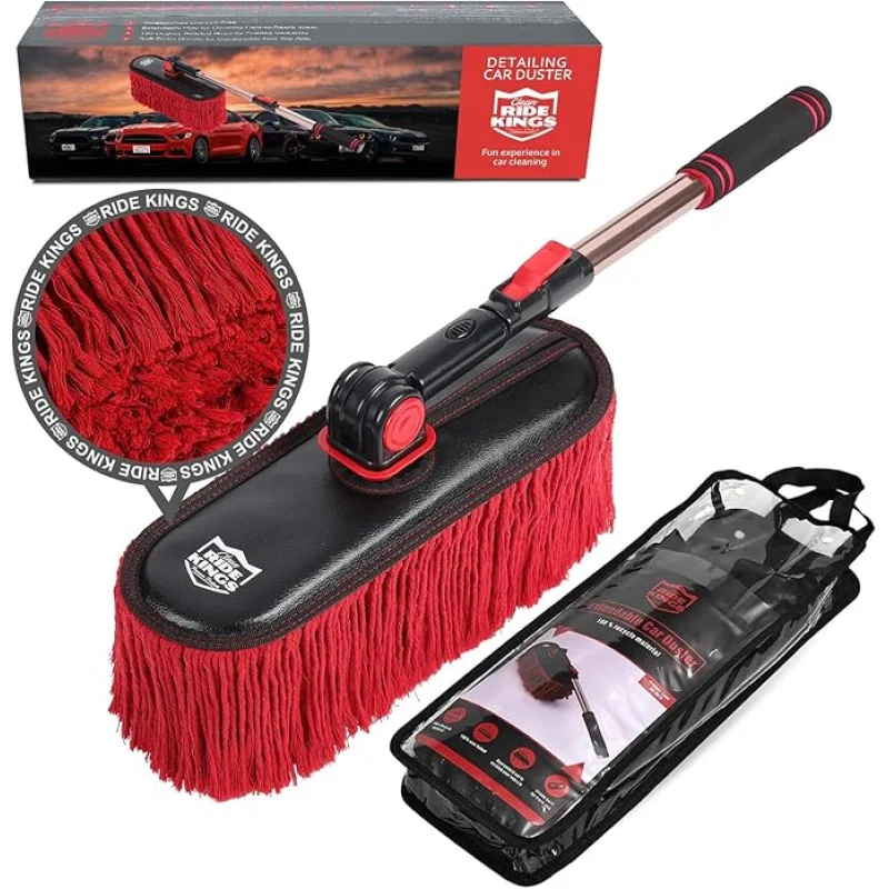 Car Duster Exterior Scratch Free,Soft Brush Kit for Truck,SUV,RV and Motorcycle,Wax Cotton Hair,Car Dusters with Extendable Handle,Duster for Cleaning,Dust Removing,No Lint