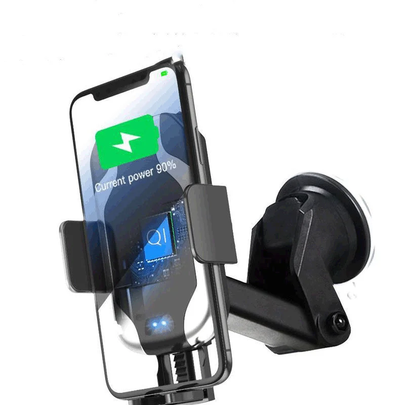 Car Wireless Charging Stand with Durable Metal Design | Efficient Charging for Smartphones and Devices Black