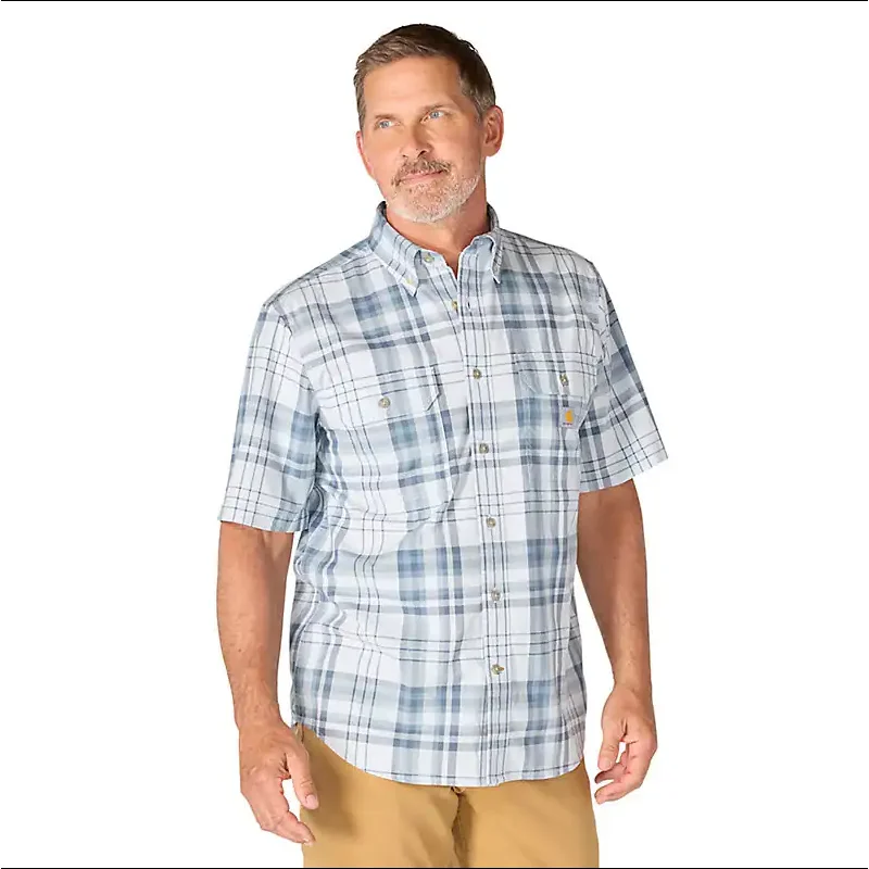 Carhartt Fort Loose Short Sleeve Plaid Shirt (Blue Aura) Size L