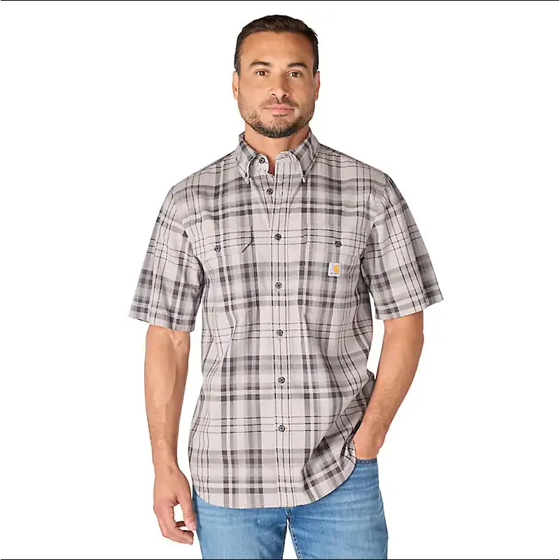 Carhartt Fort Loose Short Sleeve Plaid Shirt (Carhartt Grey) Size XLT