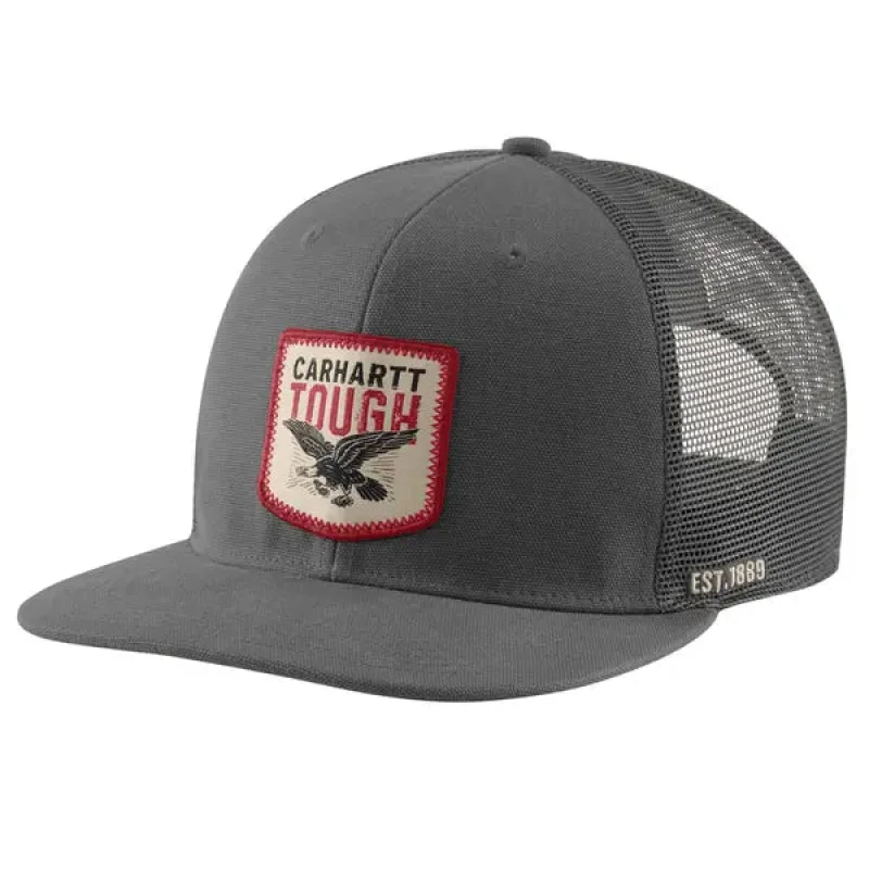 Carhartt Men's Washed Duck Flat Brim Eagle Graphic Cap (Gravel)