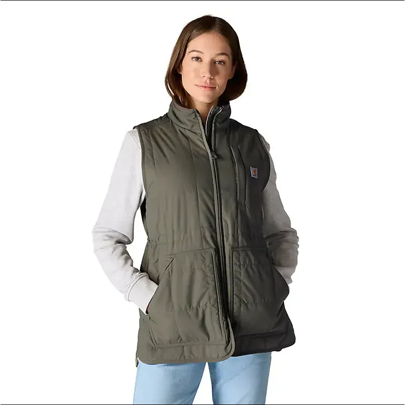 Carhartt Women's Rain Defender Relaxed Fit Lightweight Insulated Mock-Neck Vest (Dusty Olive) Size M