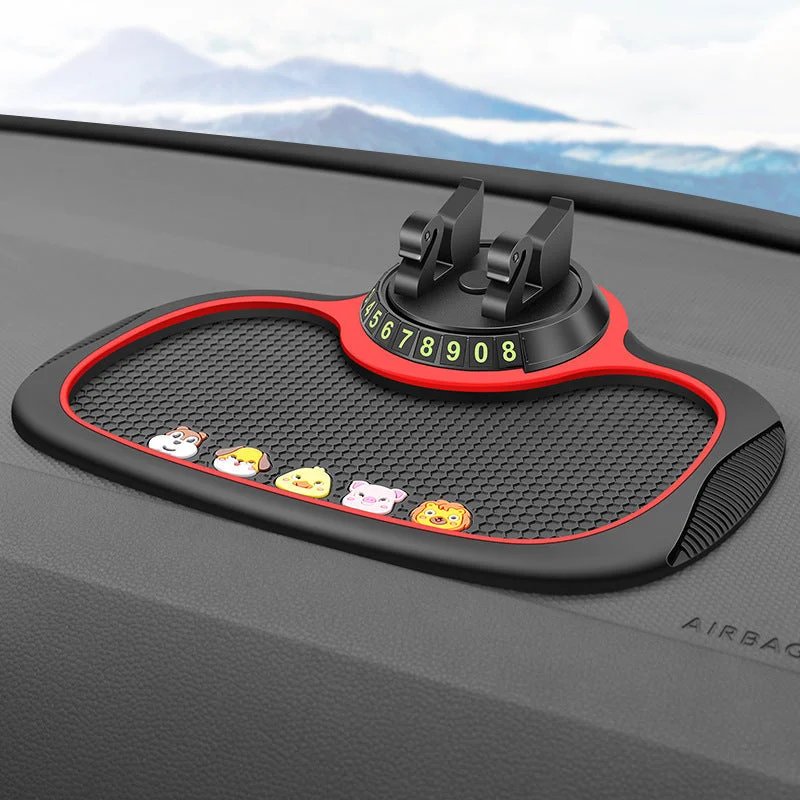 Cartoon Anti-Slip Mat for Dashboard with Mobile Phone Holder | Versatile Car Accessory for Organization and Fun Black