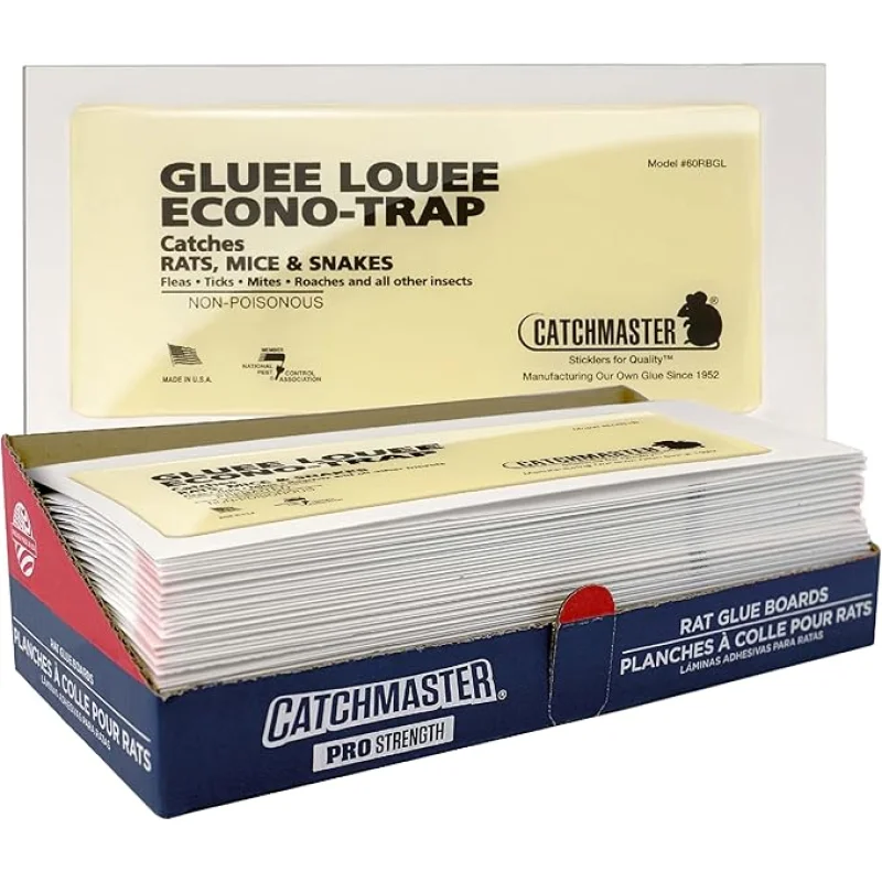 Catchmaster Gluee Louee Rat Extra Large Traps 30-PK, Heavy Duty Glue Trap, Mouse Traps for Home, Pest Control Adhesive Glue Boards for Inside House, Snake, Mice, & Spider Trap