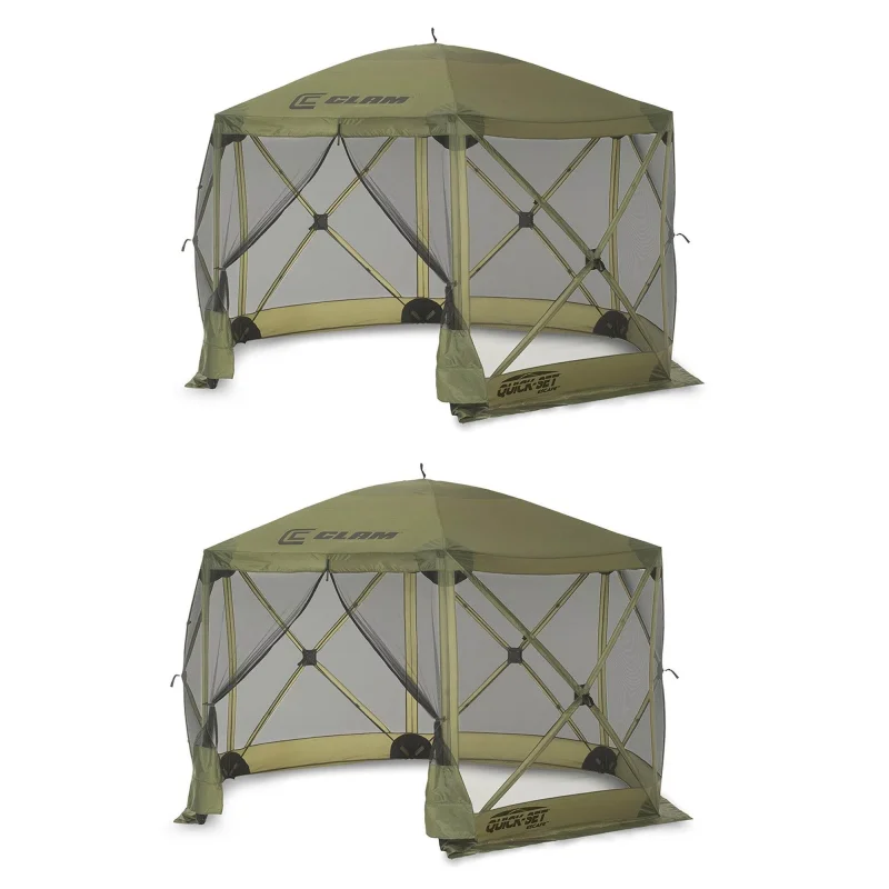 Clam Quick Set Escape Portable Camping Outdoor Gazebo Canopy Shelter (2 Pack)