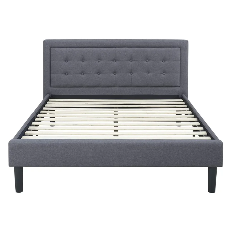 Classic Brands Mornington Tufted Upholstery Platform Bed Frame, King, Dark Grey