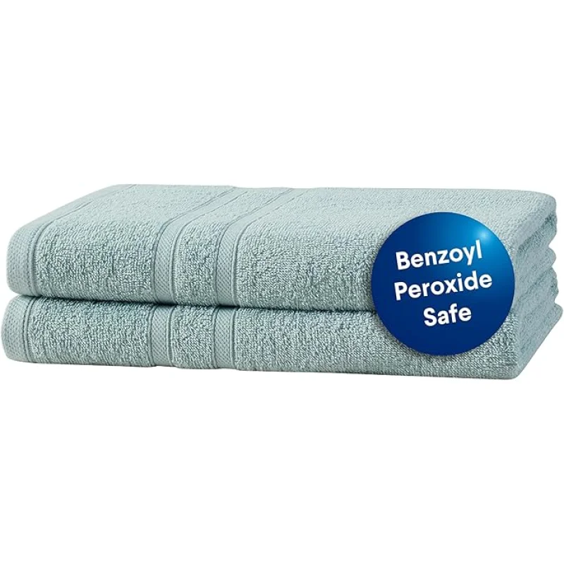 CLOROX Bleach Friendly Towels, Quick Dry, 100% Cotton Bath Towels (30" x 52"), Highly Absorbent Soft Lightweight, Ideal for Everyday Use, Easy to Wash (2 Pack, Mineral Blue)