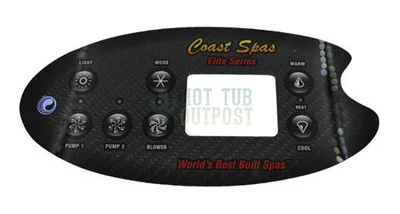 Coast Spas Control Panel Overlay 2 Pumps Blower Elite 12375