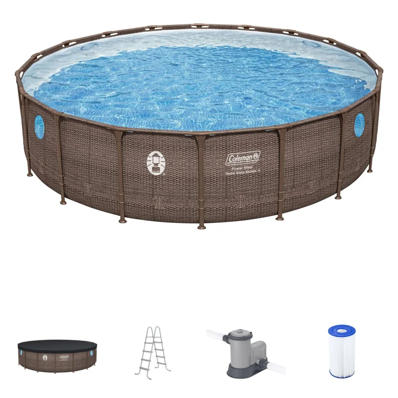Coleman Power Steel Swim Vista 18' x 48" Above Ground Swimming Pool Set
