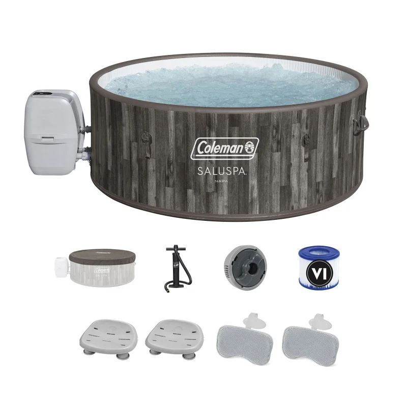 Coleman SaluSpa Hot Tub with 2-Pack Bestway SaluSpa Seat & 2 Headrest Pillows