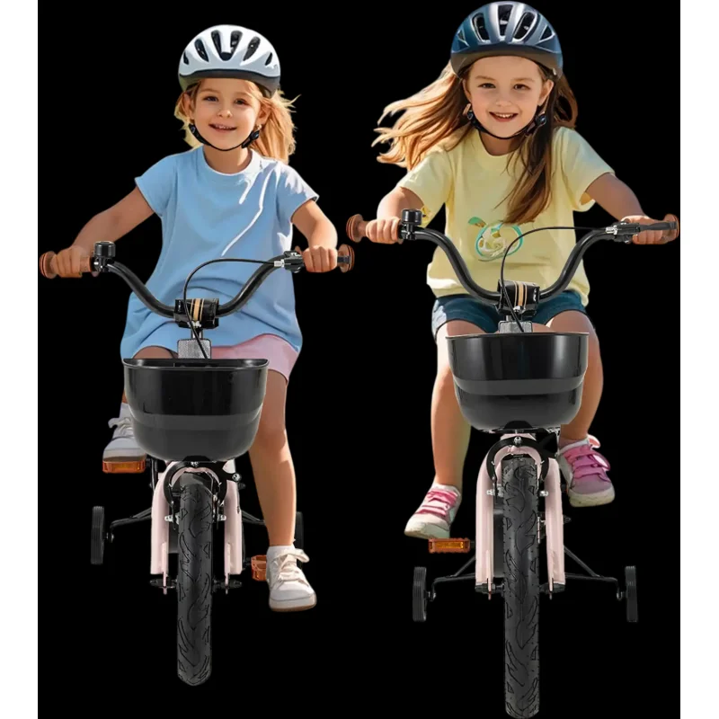 Costway 12" Kids Bike w/ Helmet Protective Set Black & Pink 21073527 New