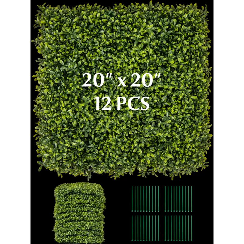 Costway 12-Pc Artificial Boxwood Hedge Panels 20" x 20" 29786351 New