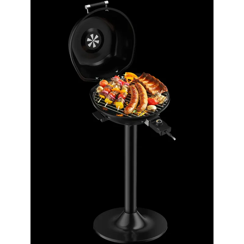 Costway 1600W Portable Electric BBQ Grill Removable Non-Stick Rack 23987156 New Black