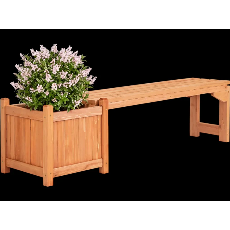 Costway 2-in-1 Outdoor Bench Raised Garden Bed 47214457 New