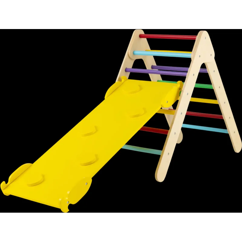 Costway 3-in-1 Wooden Triangle Climber Ramp Slide 89574163 New Multicolor