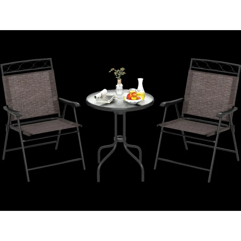 Costway 3-Pc Outdoor Bistro Dining Furniture Set w/ 1.57" Umbrella Hole 07519624 New