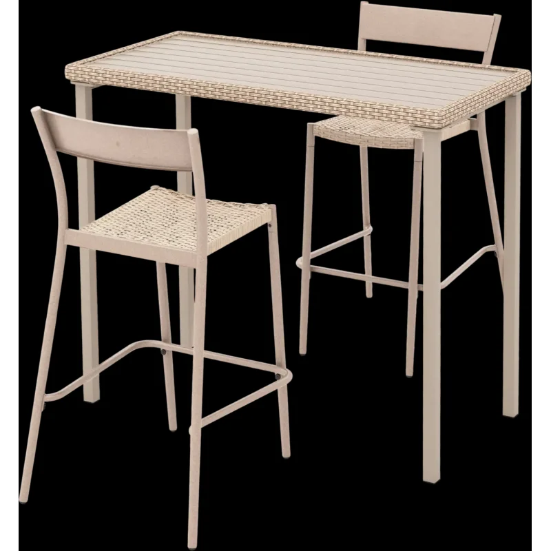 Costway 3-Pc Patio Bar Table Set w/ Height Table & 2 Armless Chairs 895237461 New