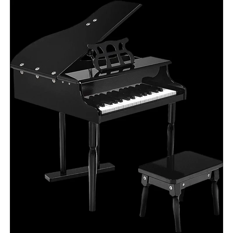 Costway 30-Key Kids Piano Keyboard Toy w/ Bench Lid Music Rack 09831724 New Black