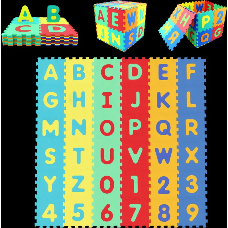 Costway 36-Piece Interlocking Baby Puzzle Floor Tiles Educational Alphabet Play Mat 25905826 New