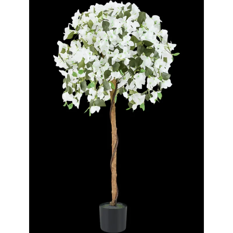 Costway 4.5' Artificial Azalea Tree White Cement Pot 72468951 New White